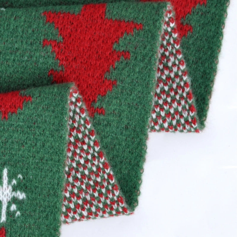 Women's Casual Christmas Tree Snowflake Cotton Acrylic Scarf