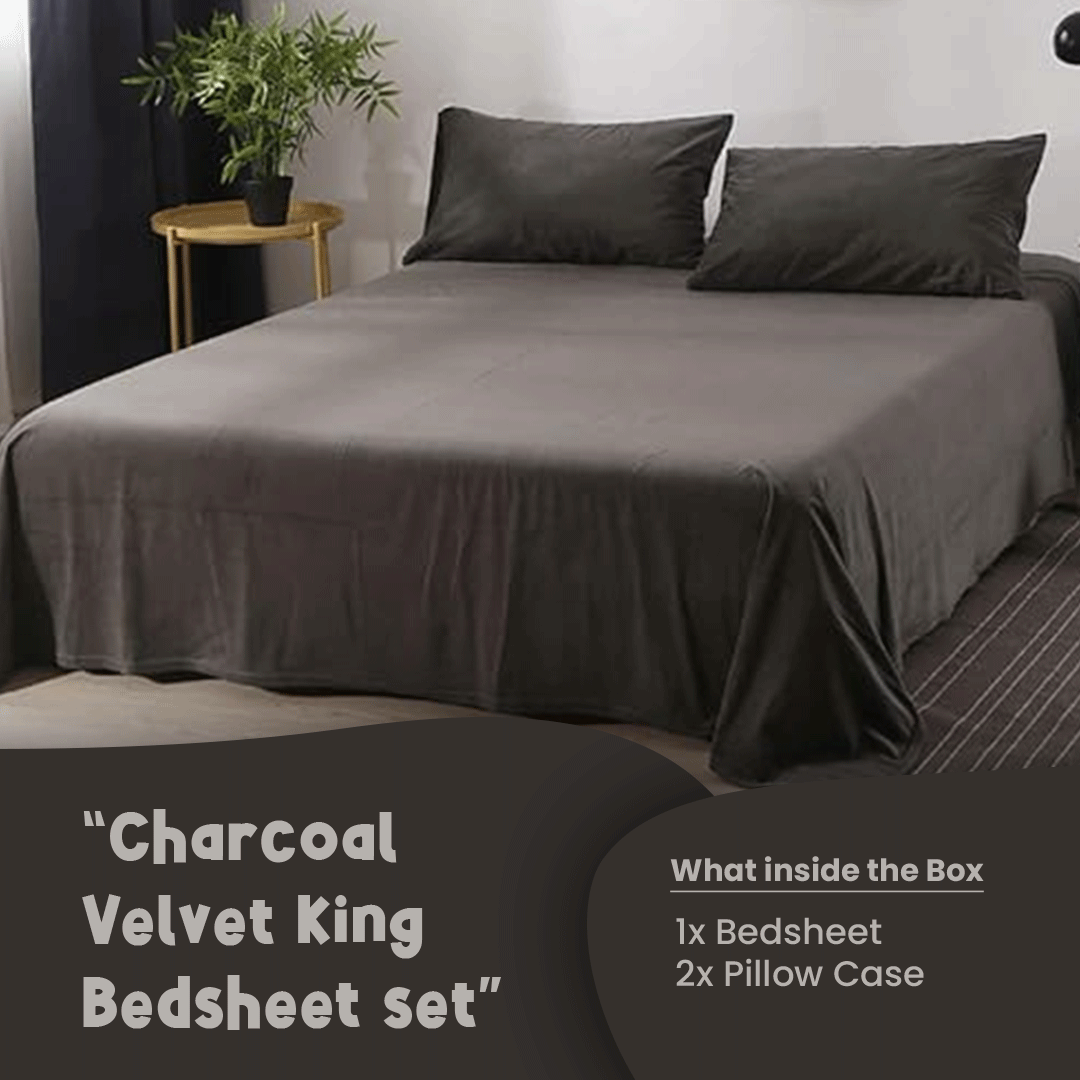 Charcoal Velvet-Luxury Bed Sheet Set