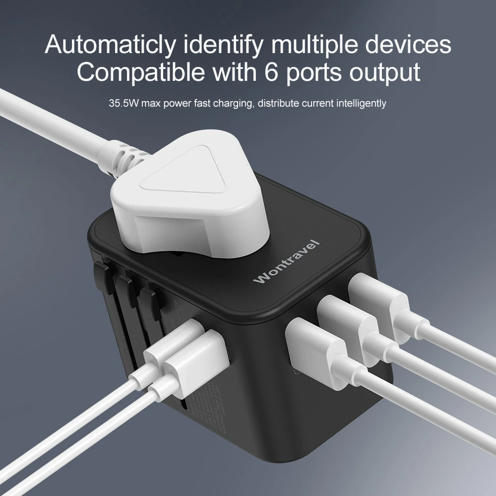 35W PD Type C Charger Universal 3 USB Travel Adaptor Internationale World Travel Adapter for Mobile Phone