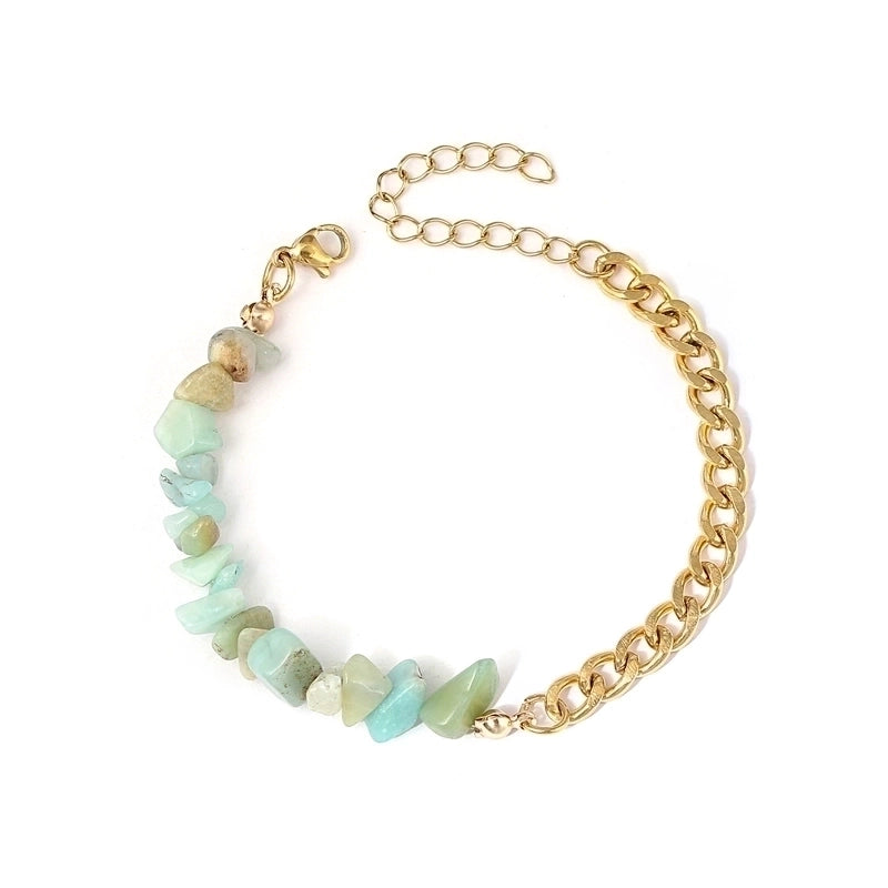 Vacation Color Block 304 Stainless Steel Natural Stone 18K Gold Plated Bracelets In Bulk