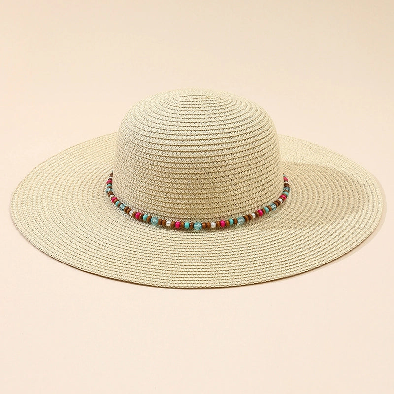 6 Pieces Women's Bohemian Solid Color Big Eaves Sun Hat
