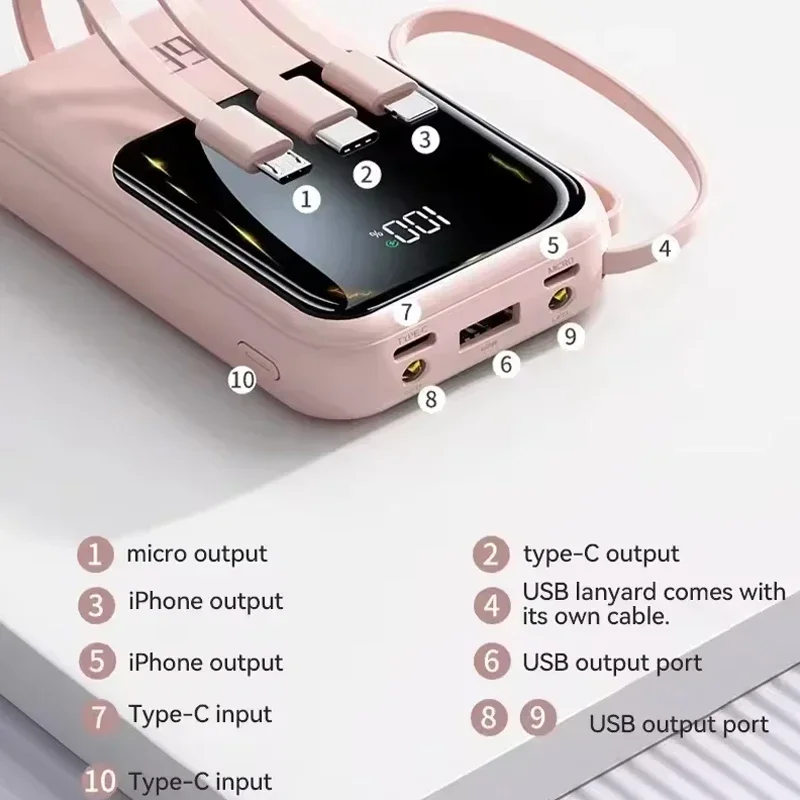 30000mAh Mini Power Bank 66W Super Fast Charging PD22.5W Portable External Battery Power Bank for iPhone Samsung Huawei Xiaomi