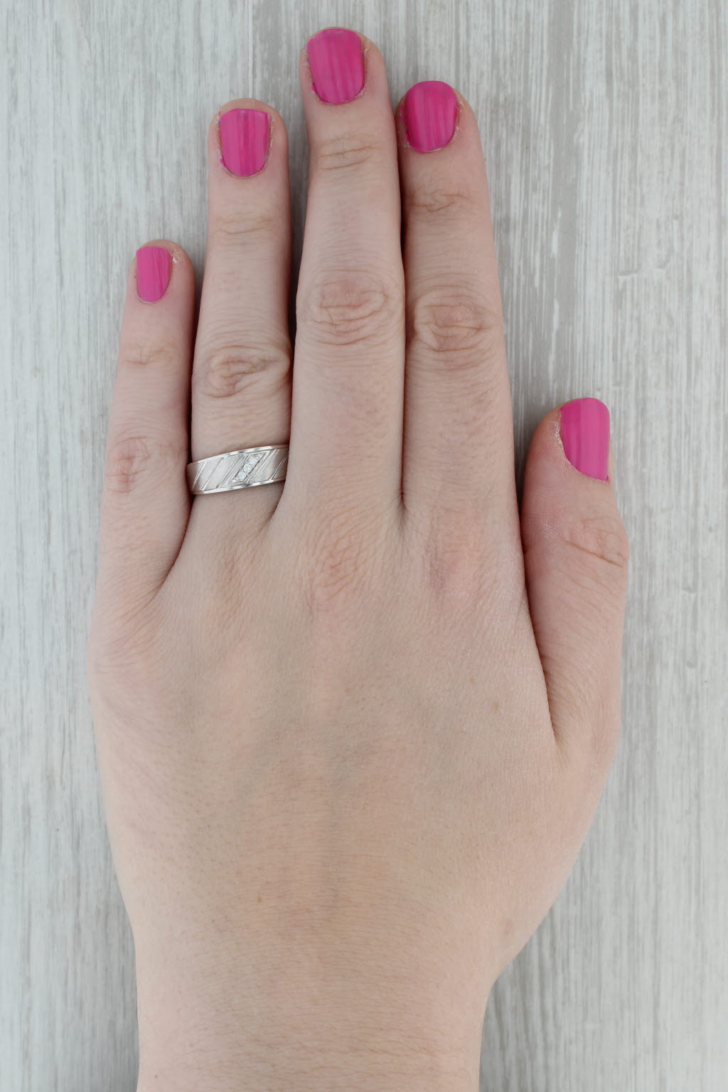 Diamond Wedding Band 10k White Gold Size 8.5 Ring