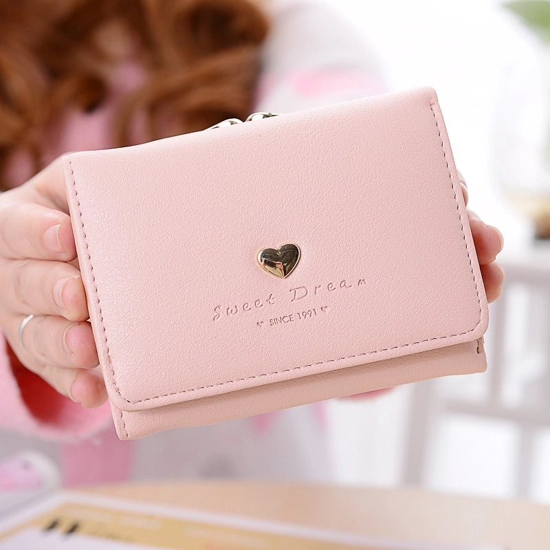 Women's Heart Shape Pu Leather Buckle Coin Purses