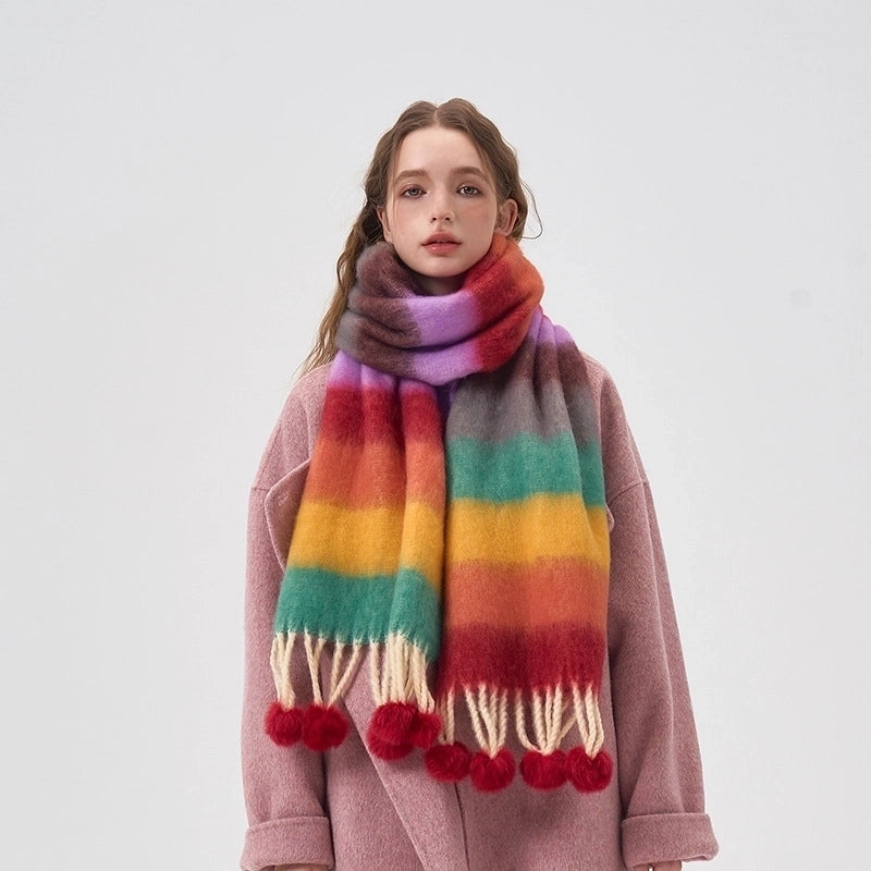 Women's Sweet Color Block Acrylic Scarf