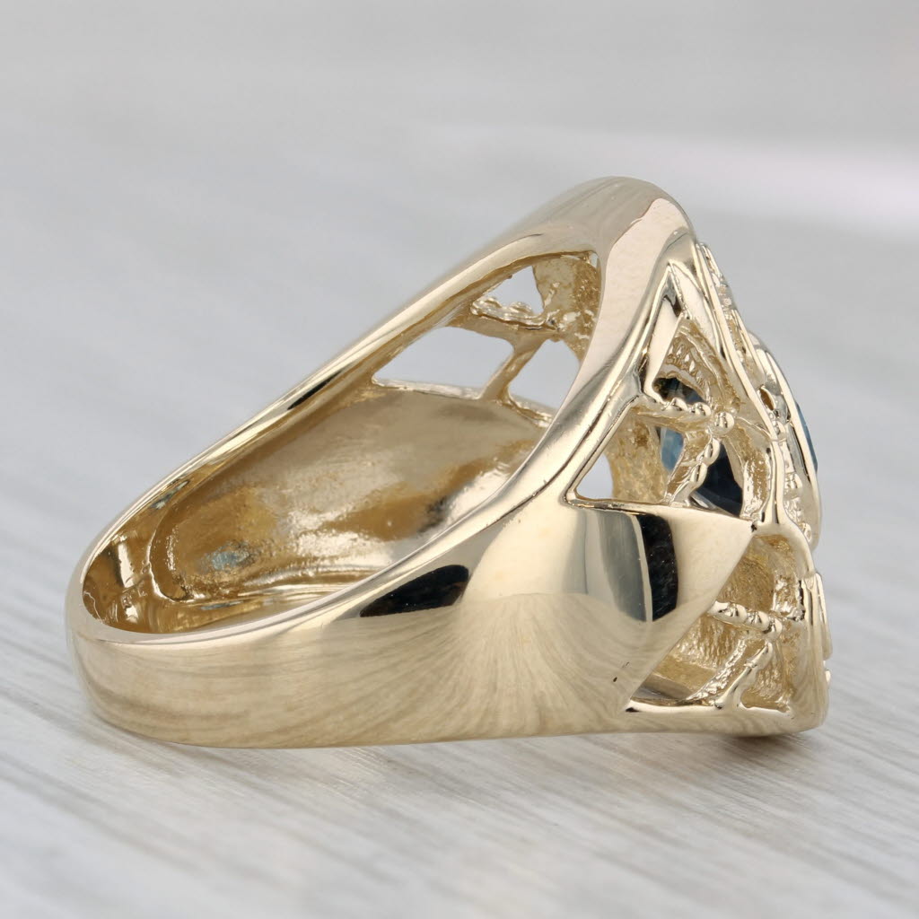 1.80ct Oval Blue Sapphire Diamond Ring 14k Yellow Gold Size 7 Ornate