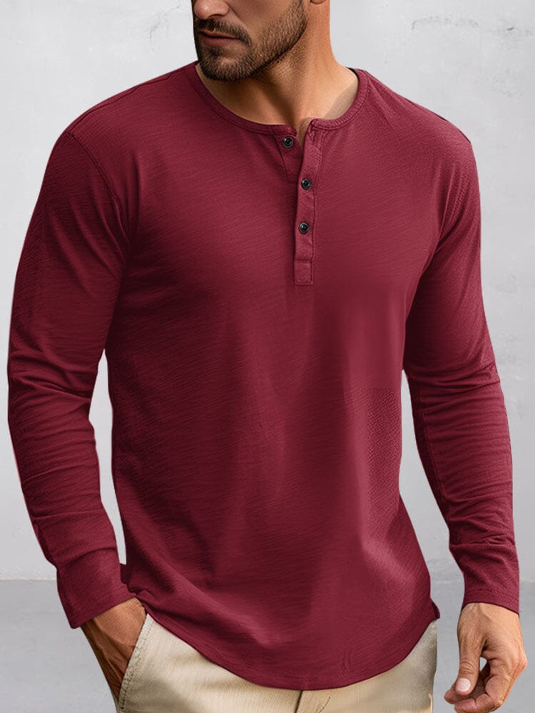 Simple 100% Cotton Henley Shirt