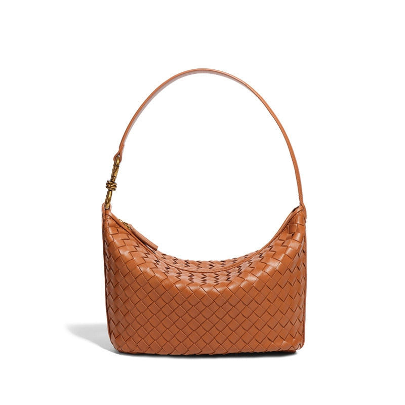 Women's Medium Pu Leather Solid Color Vintage Style Classic Style Dumpling Shape Zipper Straw Bag