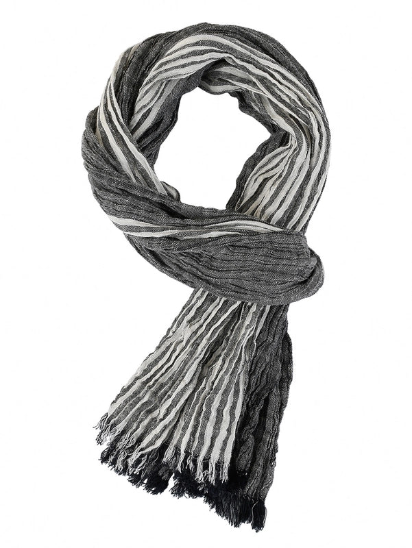 Men's Scarf Spring And Summer Pinstripe Scarf Navy Color Matching Yarn-dyed Thin Casual Men's Scarf Blue