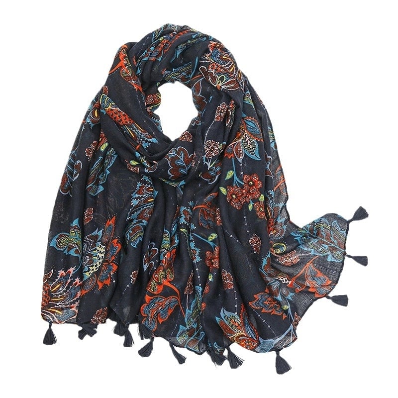 Women's Sweet Pastoral Flower Polyester Silk Scarf