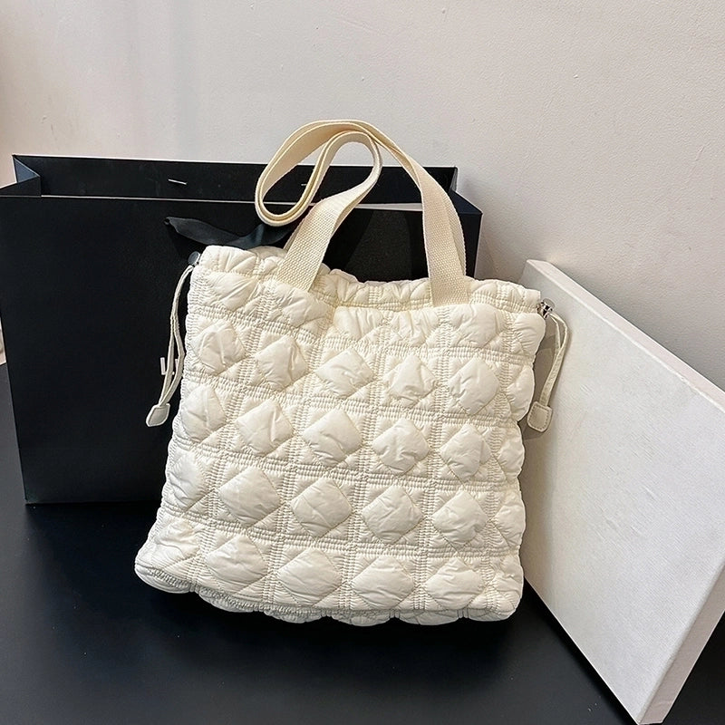 Women's Cotton Solid Color Classic Style String Shoulder Bag