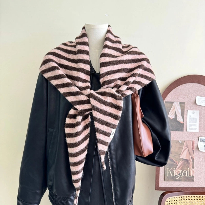 Women's Vacation Minimalist Stripe Blended Bevel Angle Shawl