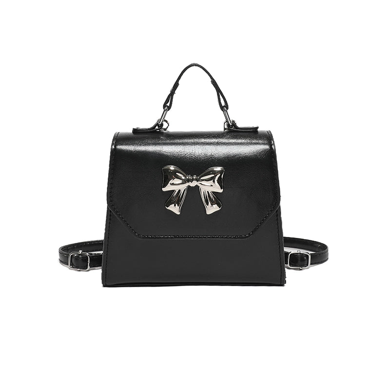 Women's Medium Pu Leather Solid Color Bow Knot Vintage Style Preppy Style Flip Cover Crossbody Bag Fashion Backpack
