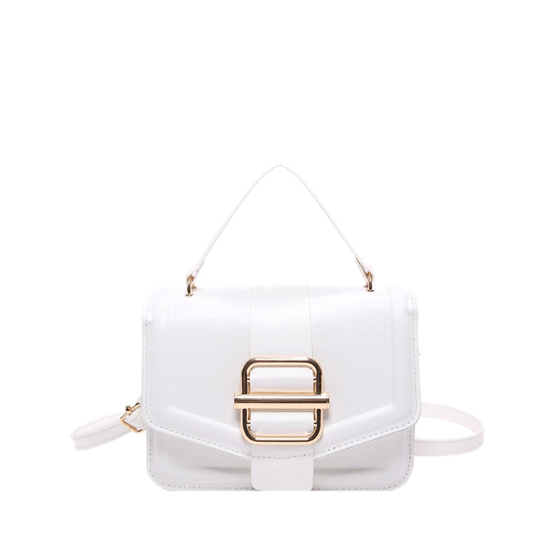 Women's Pu Leather Solid Color Streetwear Square Flip Cover Shoulder Bag Crossbody Bag
