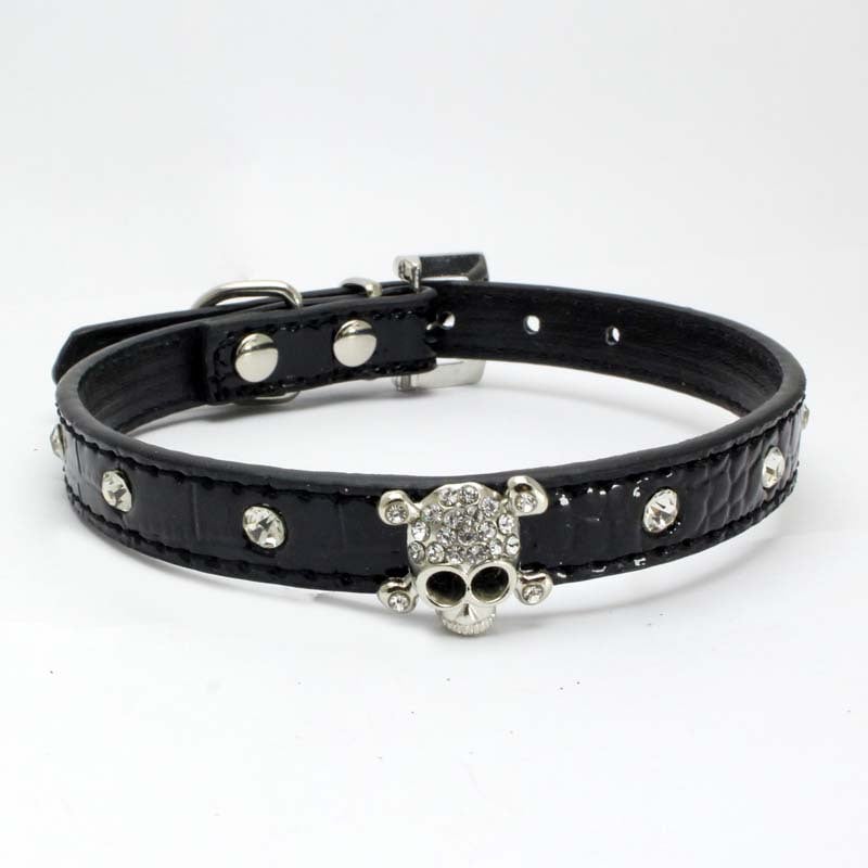 Rhinestone Skull Decor Dog Cat Collar