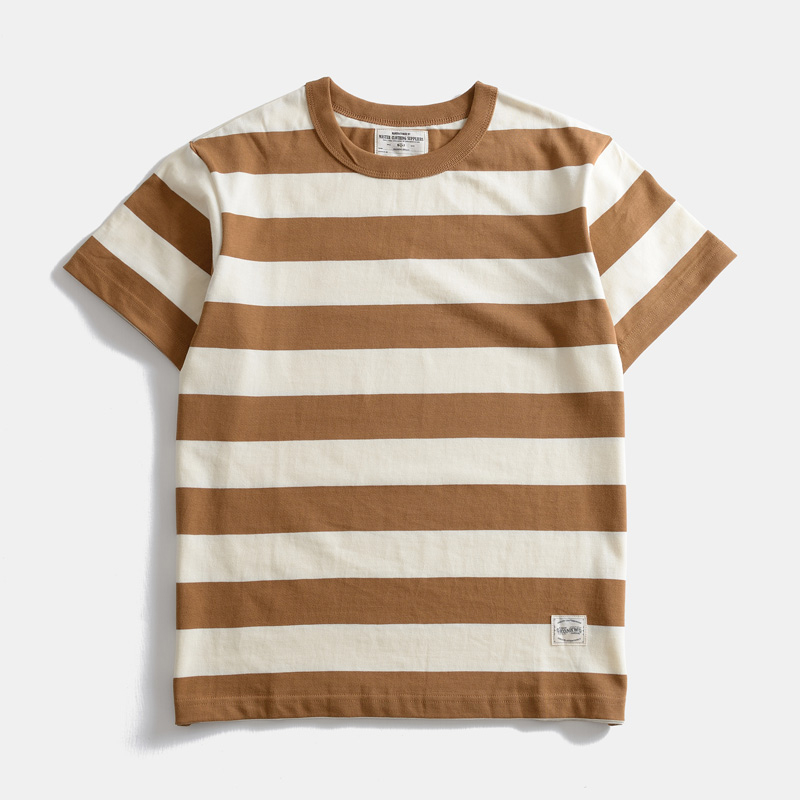 American Heavy 260g Cotton Wide Stripe Casual Short-sleeved T-shirt