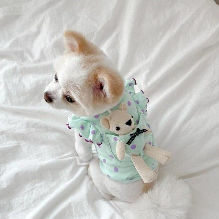 Polka Dot Dog Clothes With Bear Doll