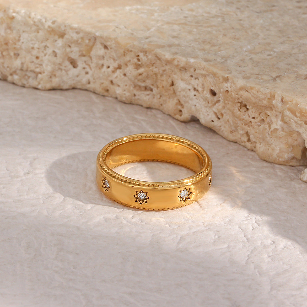Minimalist Women Circle Geometric Stainless Steel 18K Gold Plated Rings