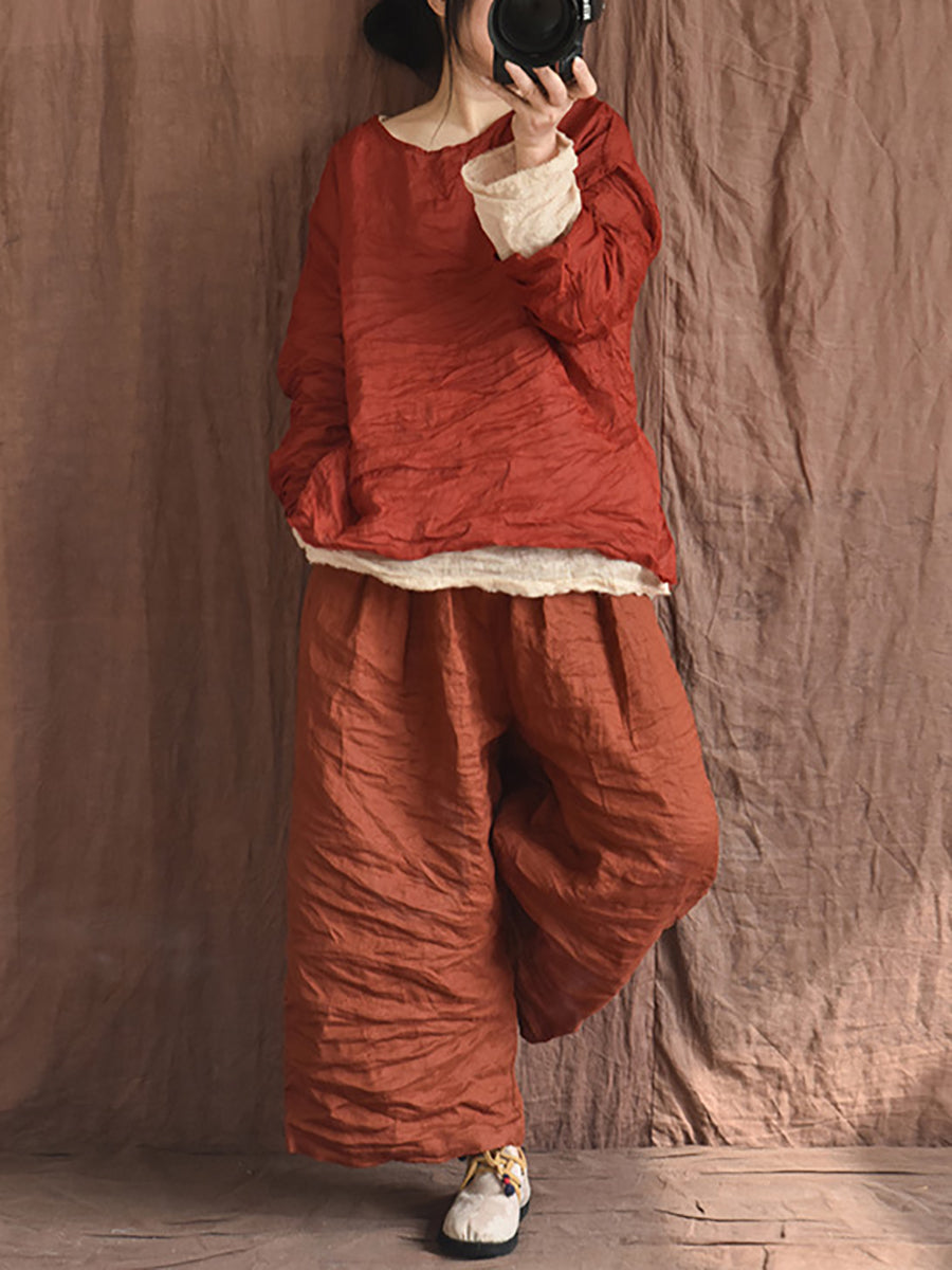Women Summer Vintage Colorblock Loose Pants