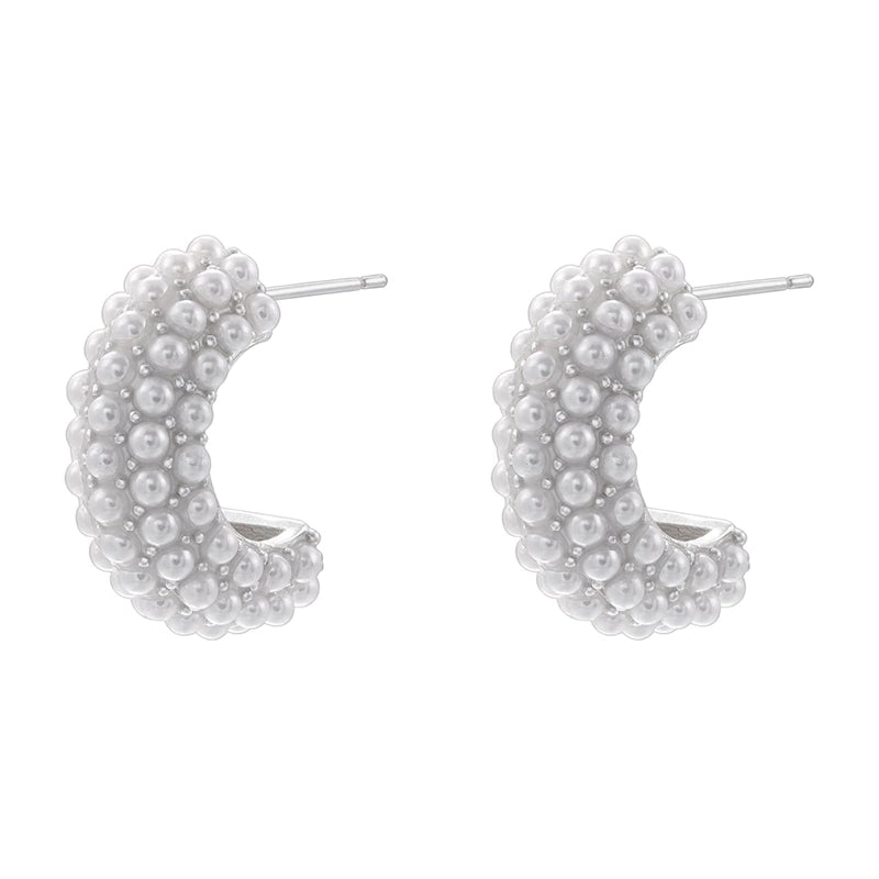 1 Pair Casual Elegant Minimalist C Shape Water Droplets Plating Inlay Copper Artificial Pearls 18k Gold Plated Earrings