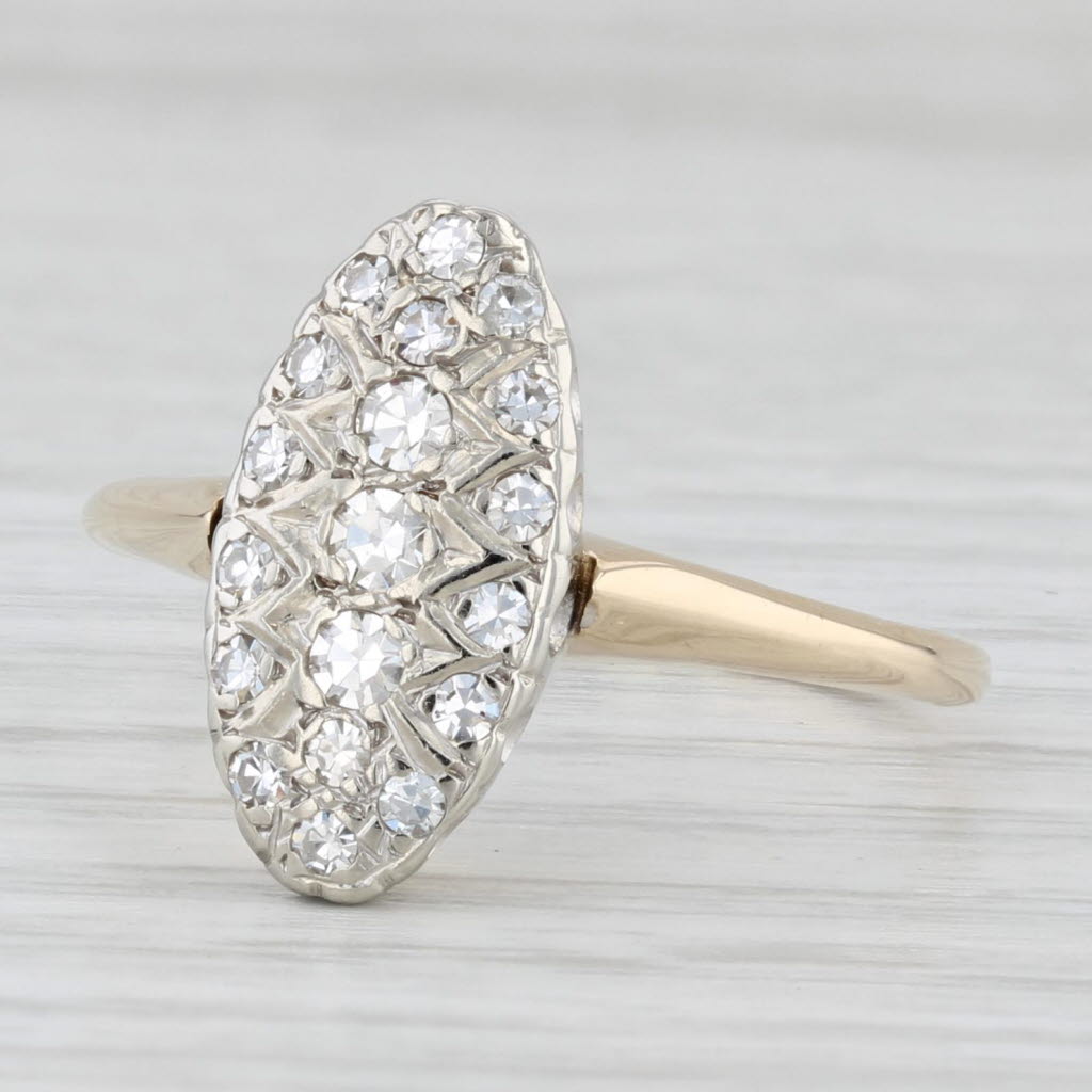 0.25ctw Diamond Ring 14k White Yellow Gold Vintage Size 9