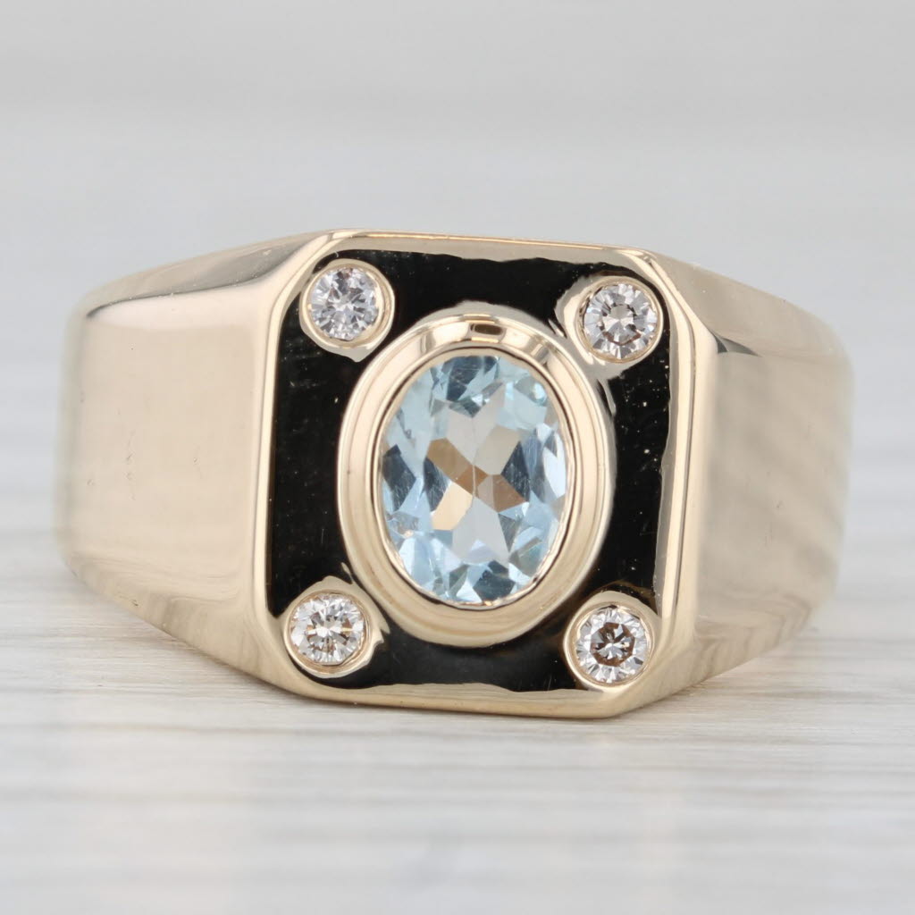 0.77ctw Aquamarine Diamond Ring 14k Yellow Gold Size 9.25