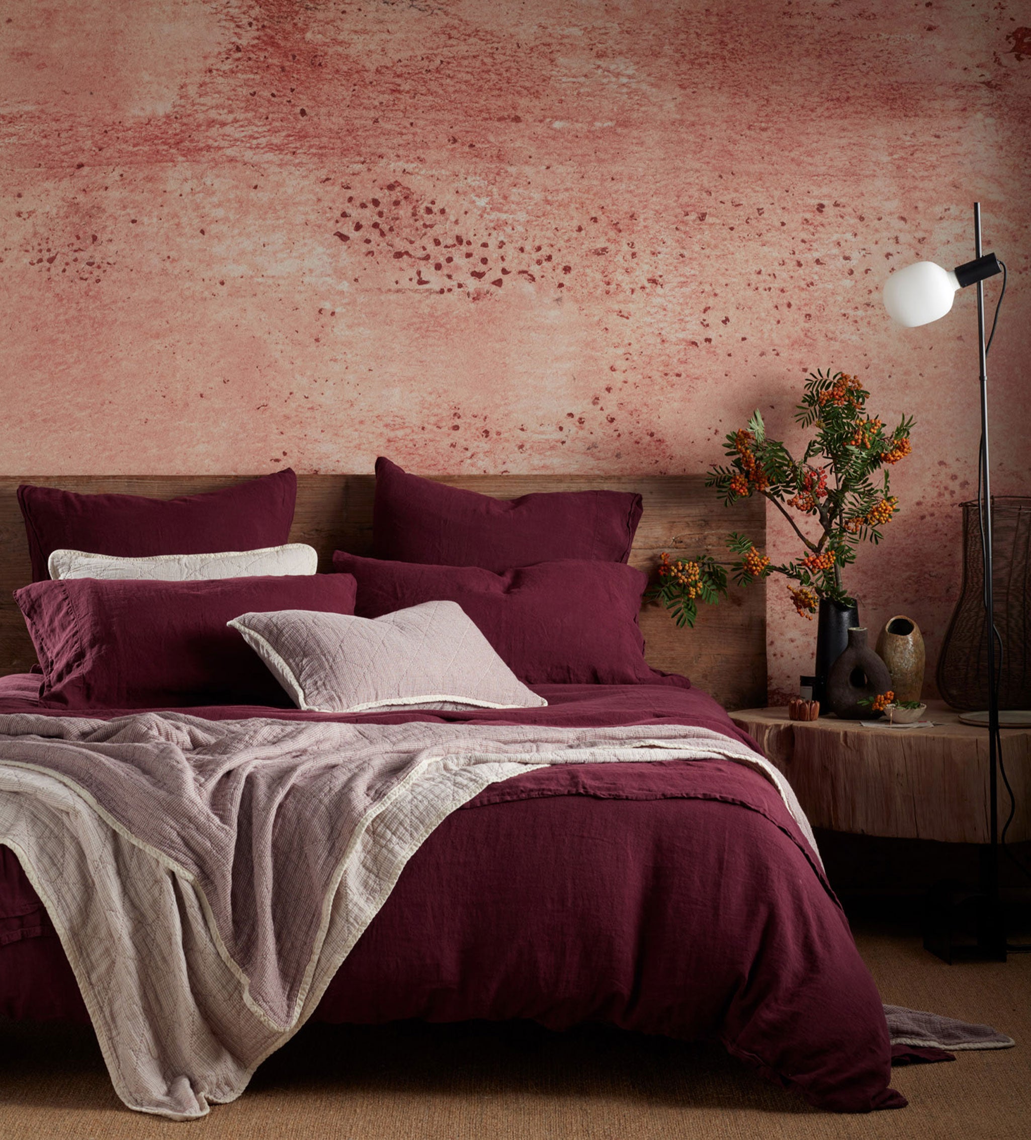 Beetroot 100% Linen Duvet Cover