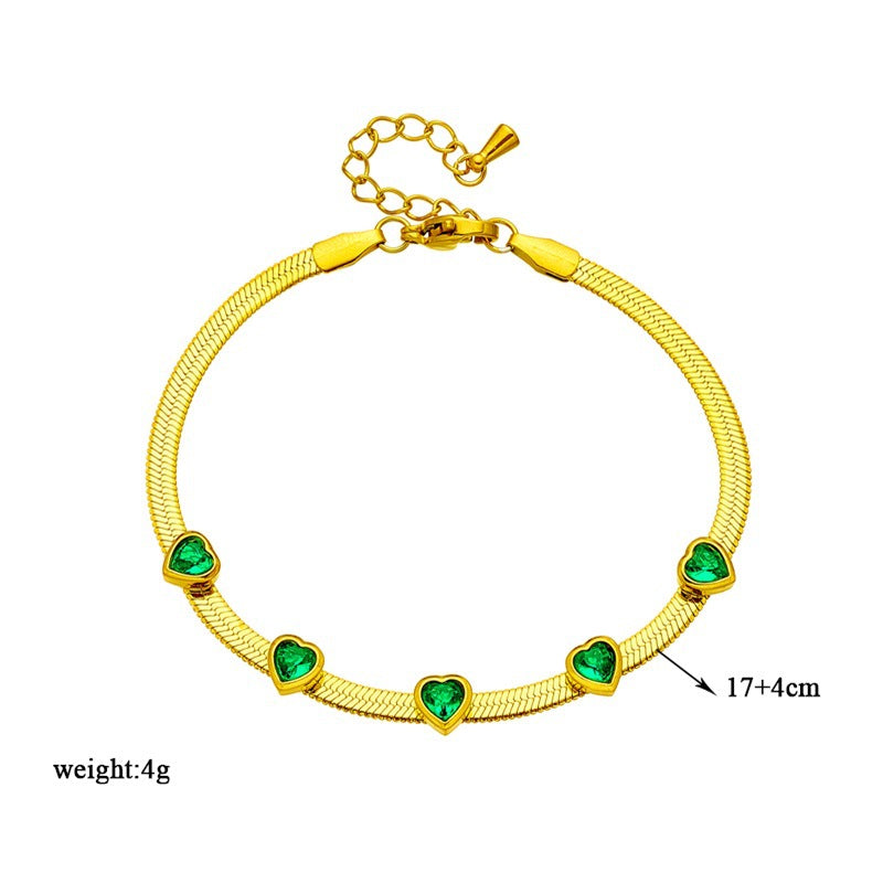 Fashion Women Heart Chain Titanium Steel Electroplating Jewelry Sets