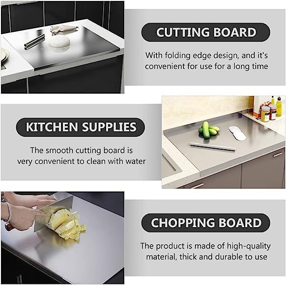 Stainless Steel Kitchen Chopping Board 41 x 31 Cm (Big Size) 306 Food Grade Steel