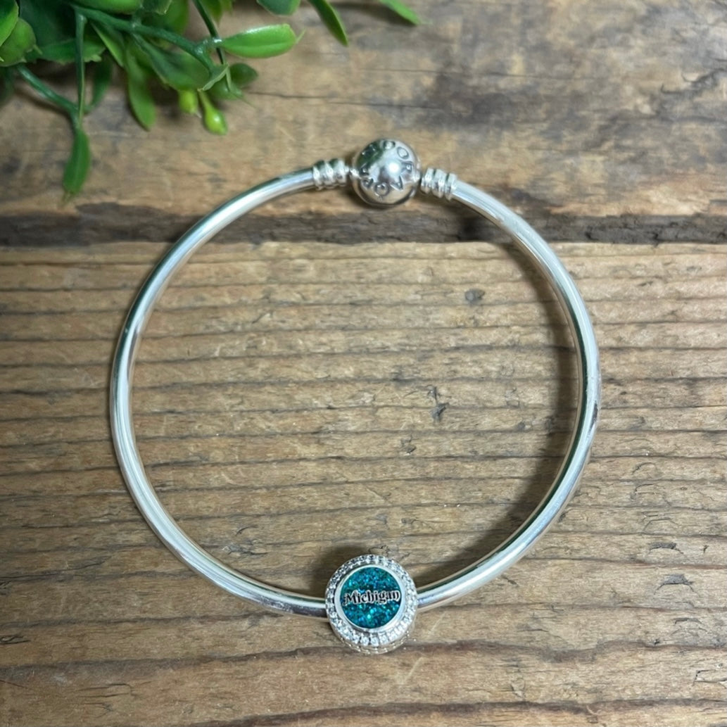 Sparkling Michigan Waves and Sun Custom Pandora Charm