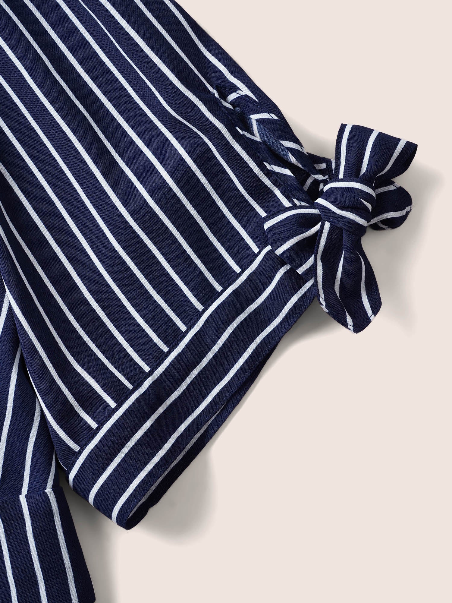 Striped Knot Sleeve Button Detail Dress