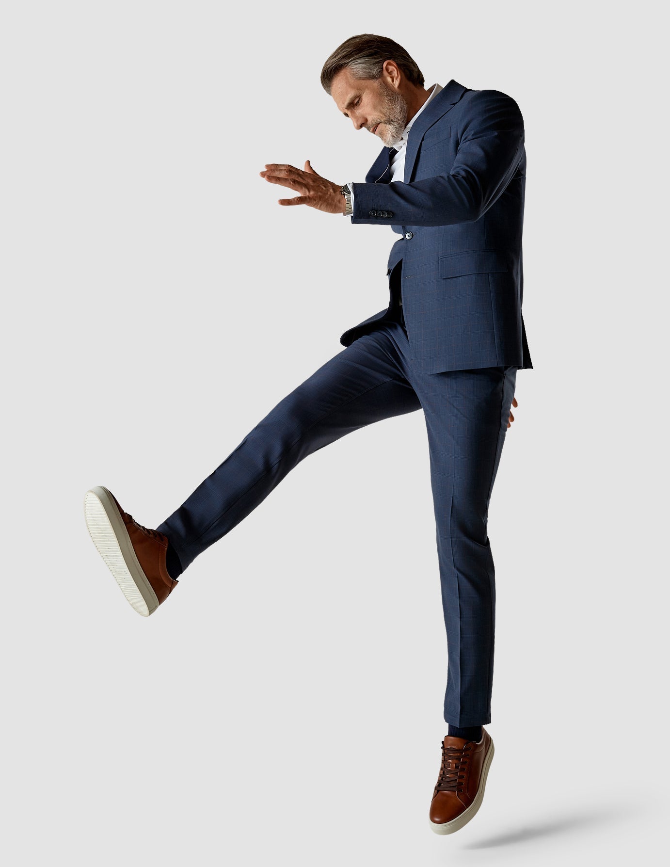 Suit Pants Slim Royal Blue Check