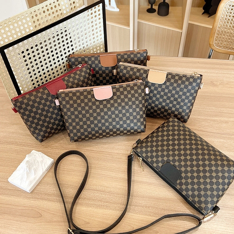 Women's Mini Pu Leather Printing Vintage Style Square Zipper Crossbody Bag