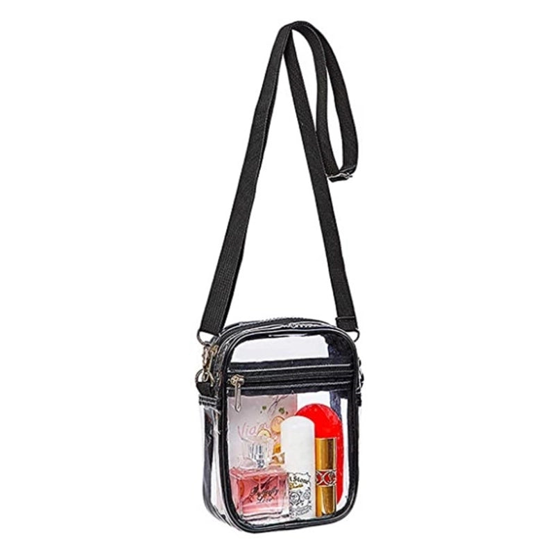 Unisex Pvc Solid Color Casual Transparent Square Zipper Crossbody Bag