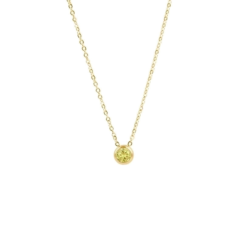 1 Piece Lady Round Stainless Steel Titanium Steel 18k Gold Plated Zircon Pendant Necklace