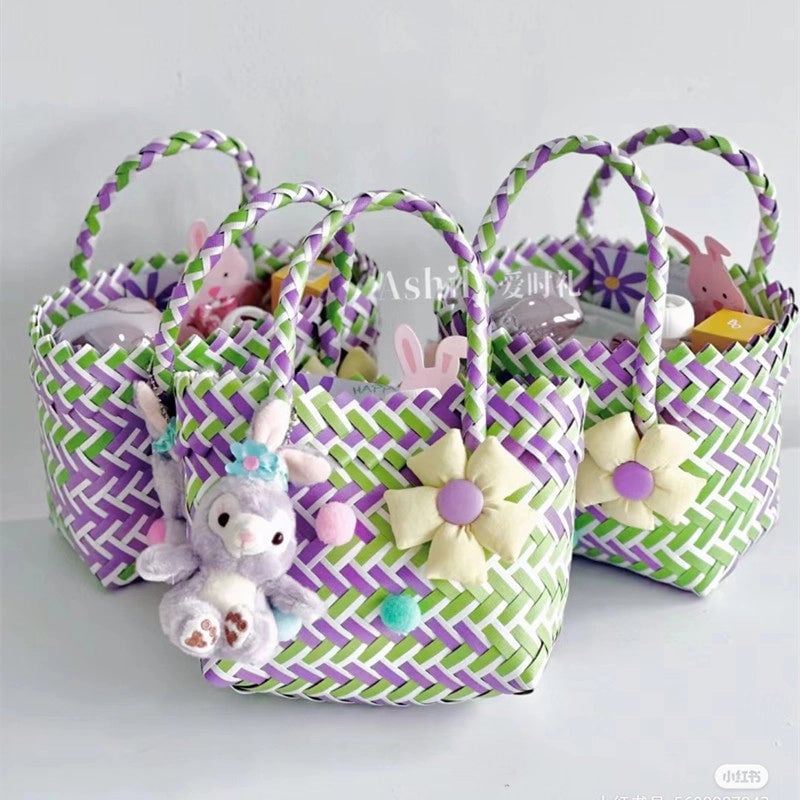 Women's Mini PVC Multicolor Elegant Streetwear Weave Oval Open Handbag