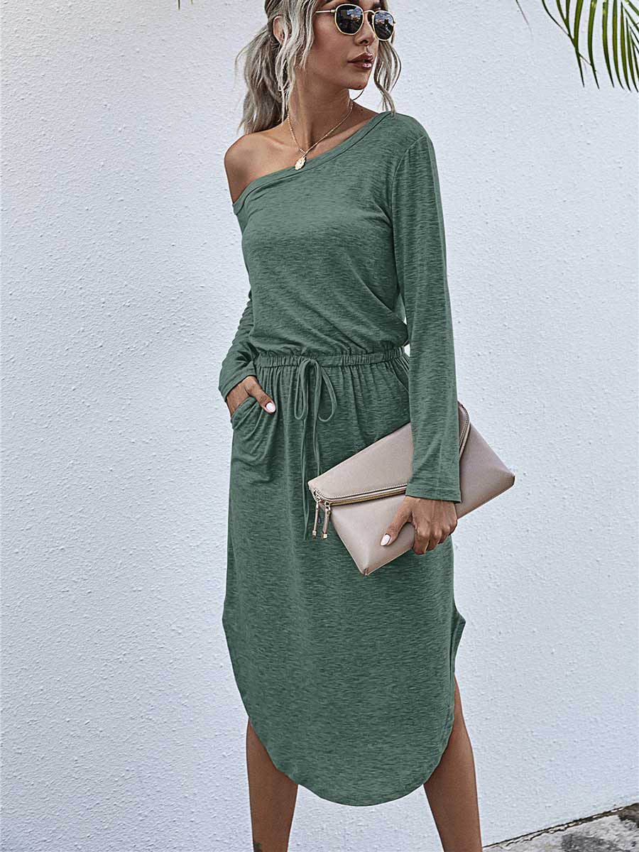 Strapless Long Sleeve Split Dress