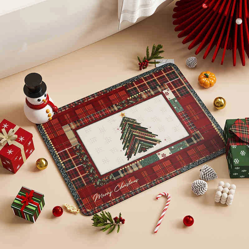 Christmas Casual Vacation Printing Polyester Carpet Bathing Carpet