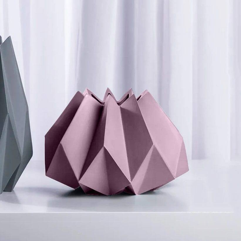 Origami Porcelain Vase Short - Pink