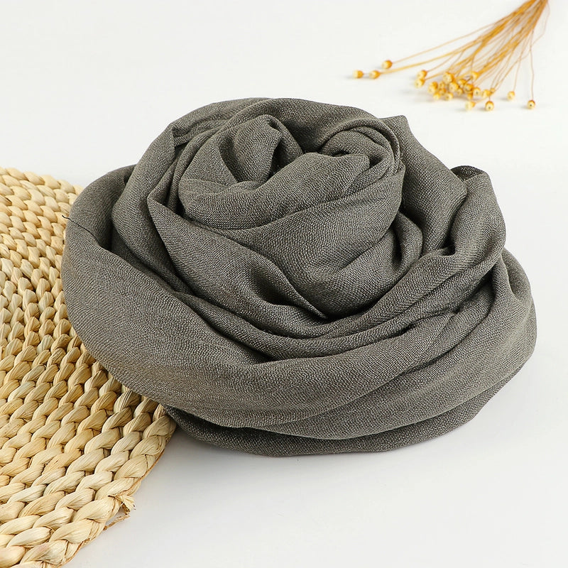 Women's Sweet Solid Color Cotton Silk Scarves