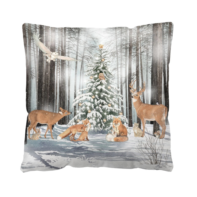 Christmas Glam Santa Claus Snowman Short Plush Pillow Cases Couch & Sofa Decor