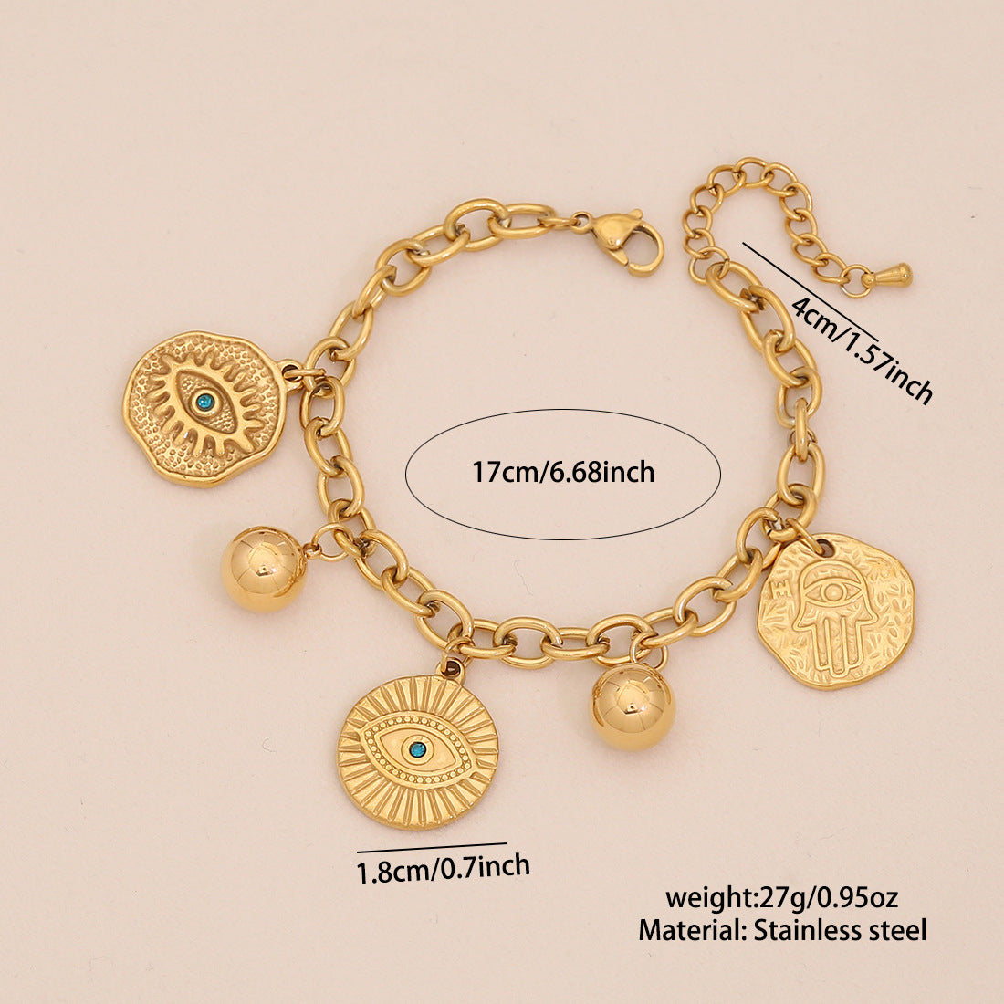 Geometric Metal Bracelet Star Moon Stainless Steel Jewelry B641