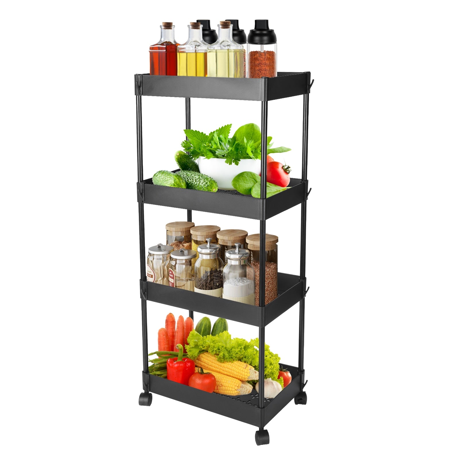 4 Tier Rolling Storage Organizer Mobile Utility Cart with Wheel