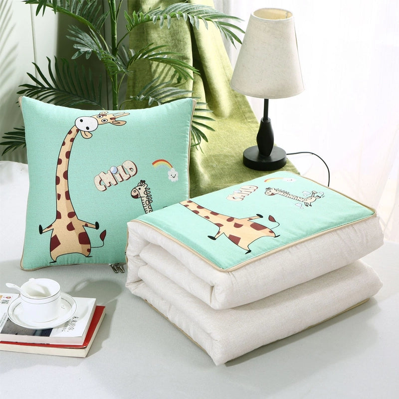 Pillow Quilt Dual-use Two-in-one Four-season Universal Car Thin Cushion Sleeping Blanket Activity Gift Printing