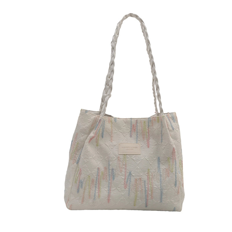 Women's Medium Canvas Solid Color Preppy Style Classic Style Square Zipper Shoulder Bag