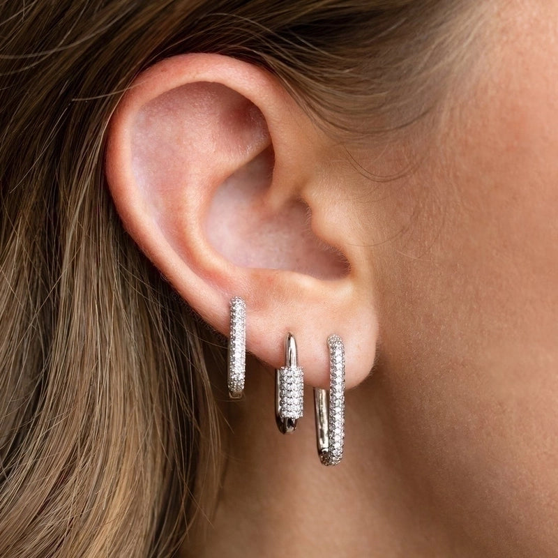 Lady Geometric Brass Zircon Earrings