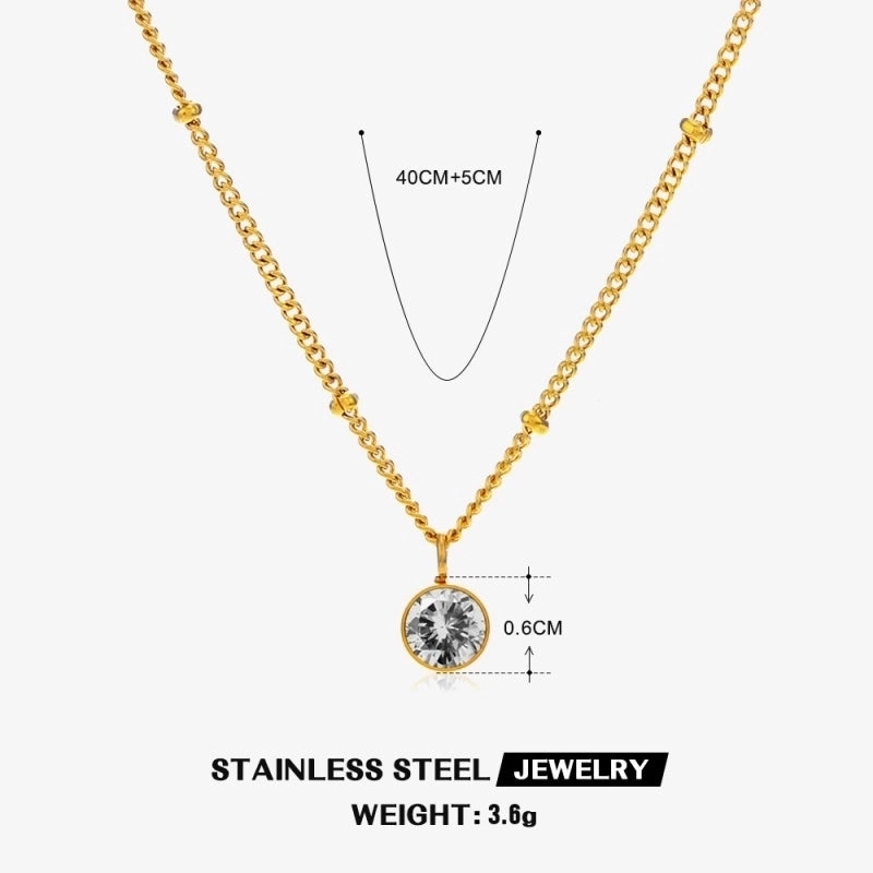 316 Stainless Steel  18K Gold Plated Minimalist Classic Style Plating Inlay Solid Color Artificial Rhinestones Pendant Necklace