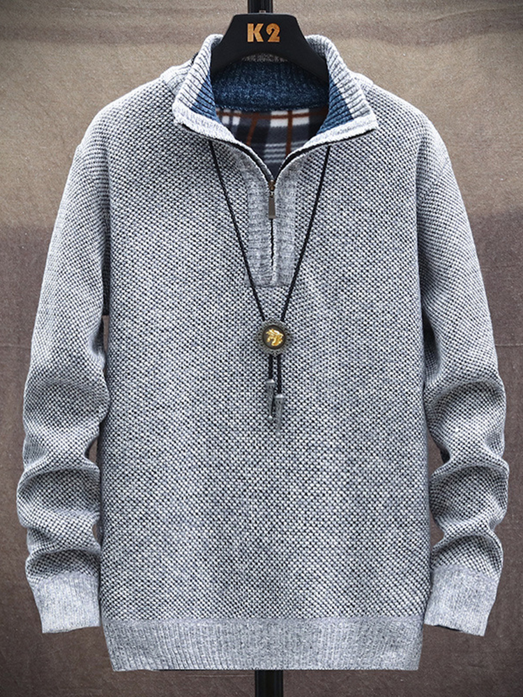 Men's Vintage Knitted Stand Collar Sweater