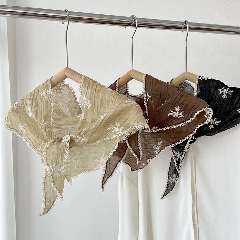 Women's Sweet Color Block Polyester Printing Silk Scarf