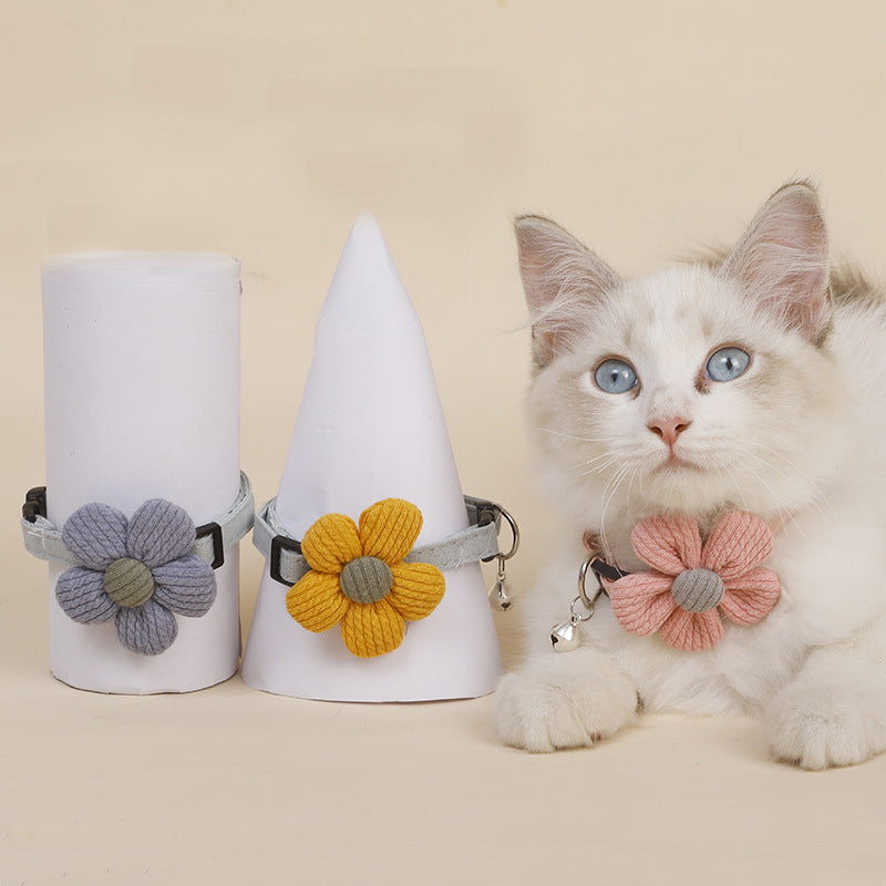 Cat Collar Knitted Flower
